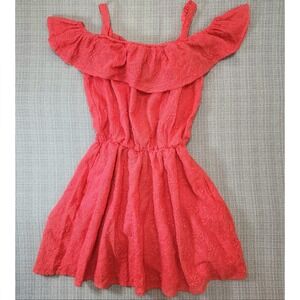 Abercrombie Kids Coral Ruffle Off Shoulder Dress Girls 7/8